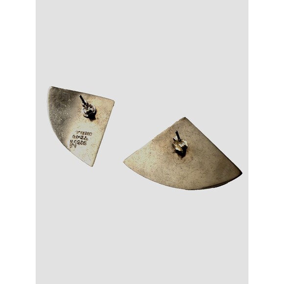 Vintage Taxco Sterling Silver TC-14 Signed Onyx  Carnelian Inlay Post Earrings - Picture 3 of 5